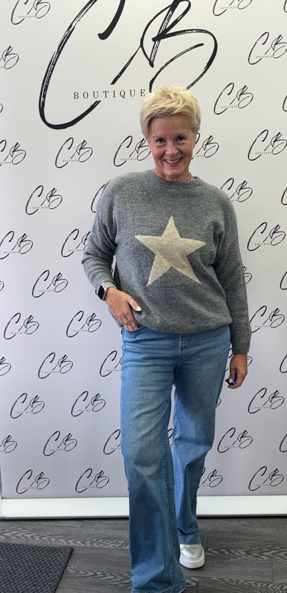 Grey Jumper with Stone Star
