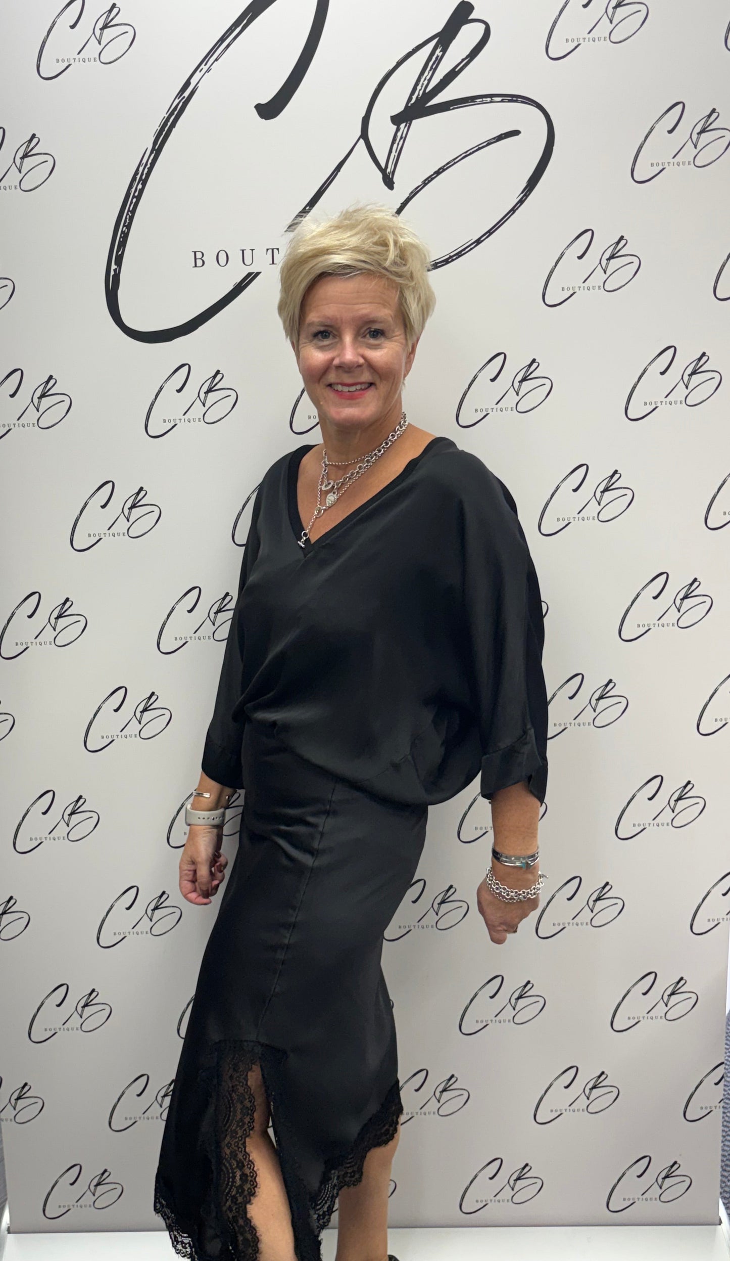 Black Satin asymmetric skirt