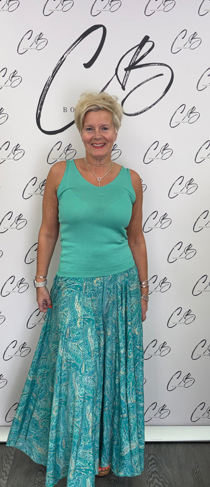 Acqua Satin Palazzo Trousers