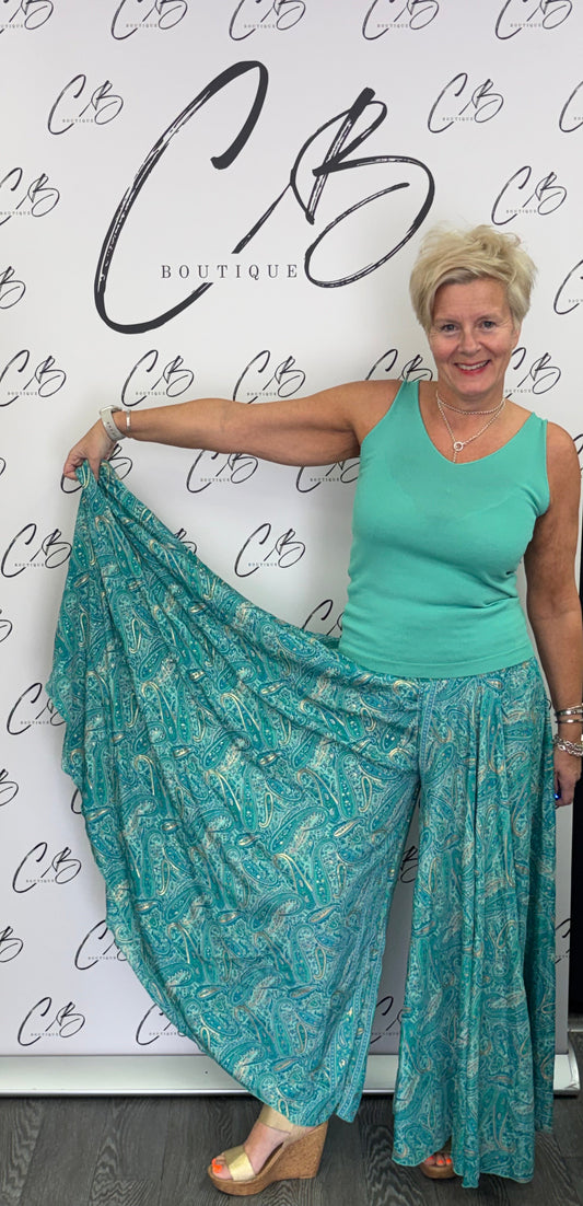 Acqua Satin Palazzo Trousers
