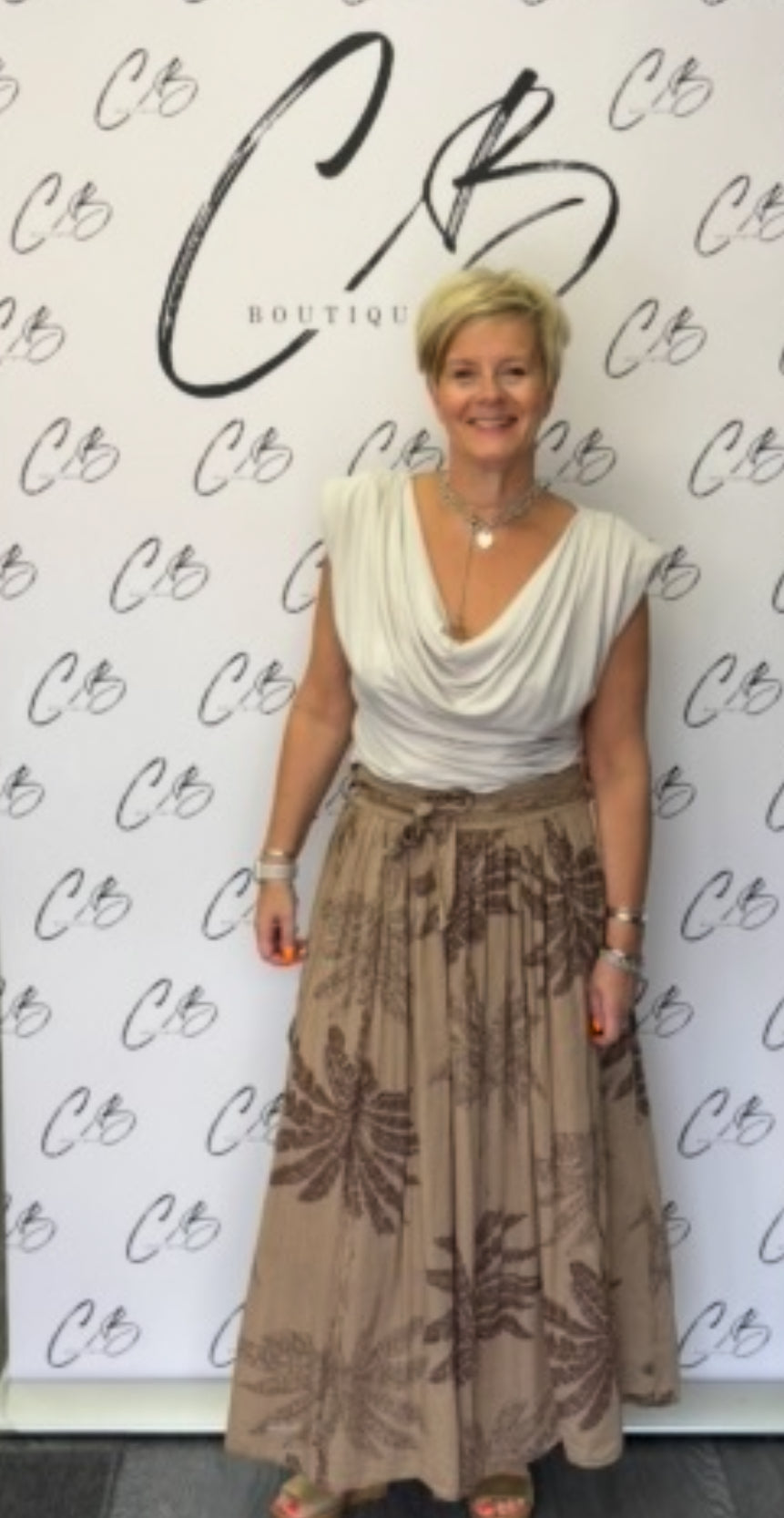 Brown Palm printed Skirt