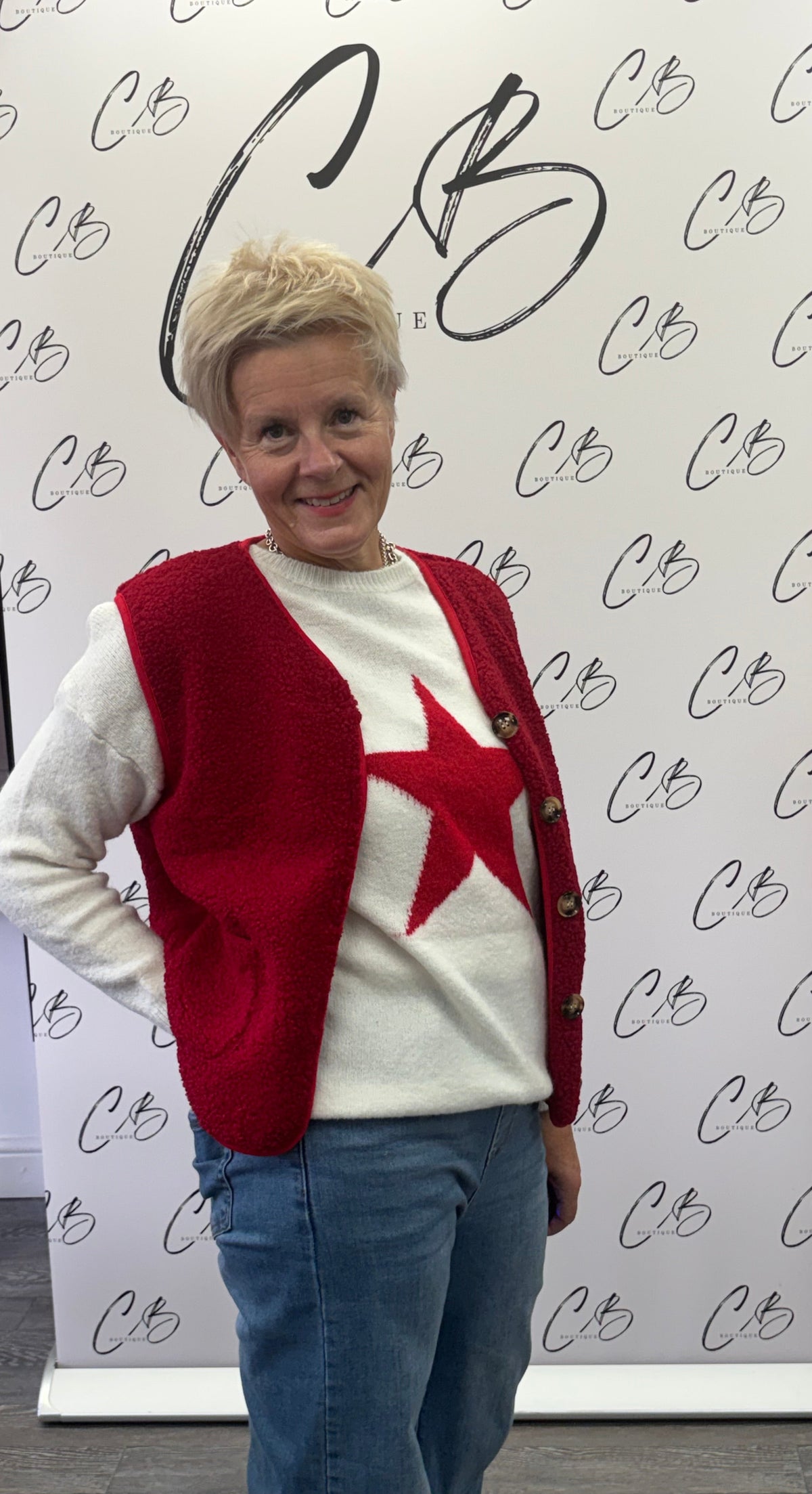 Cream Jumper with Red Star