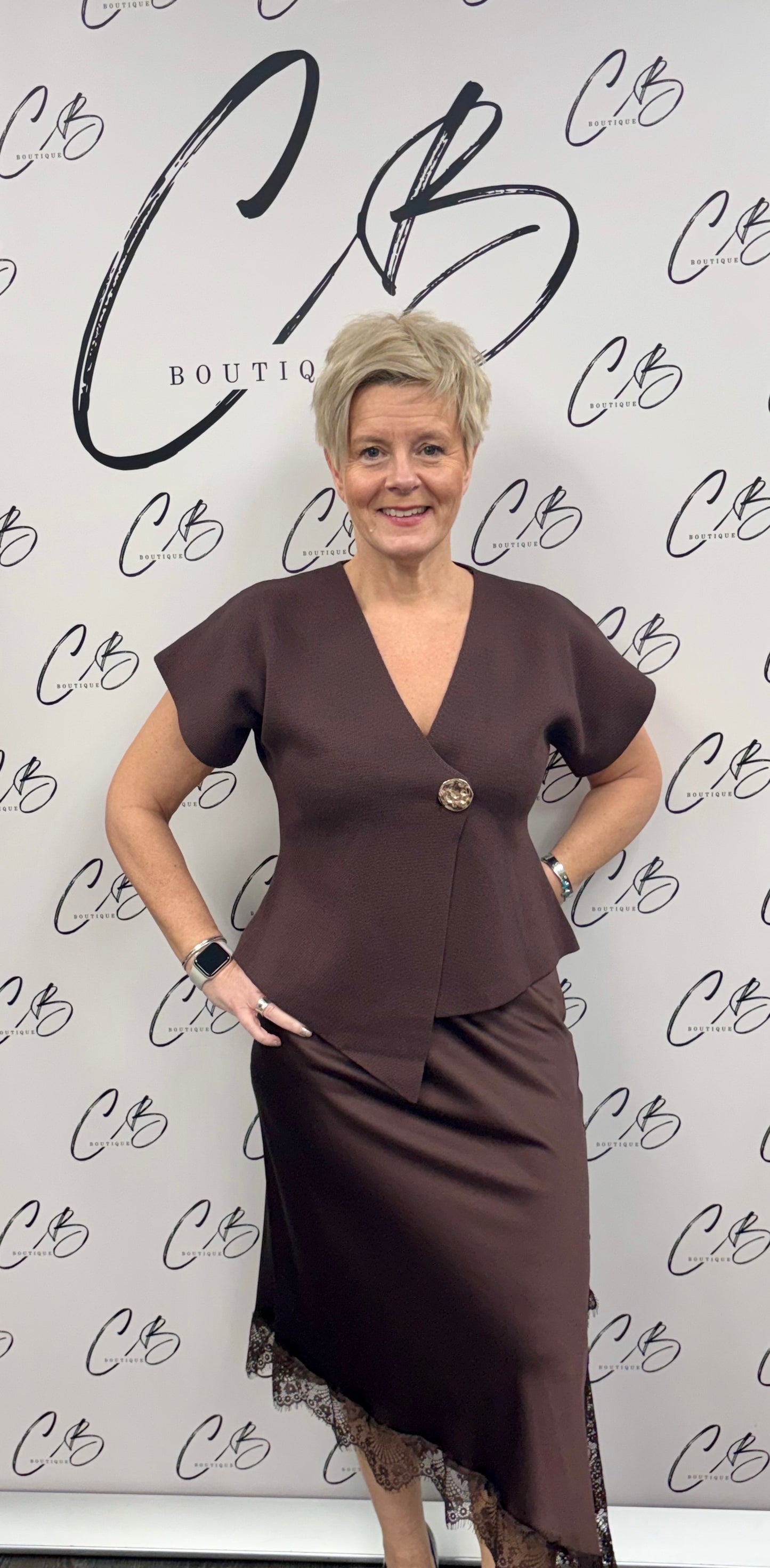 Chocolate Satin asymmetric skirt