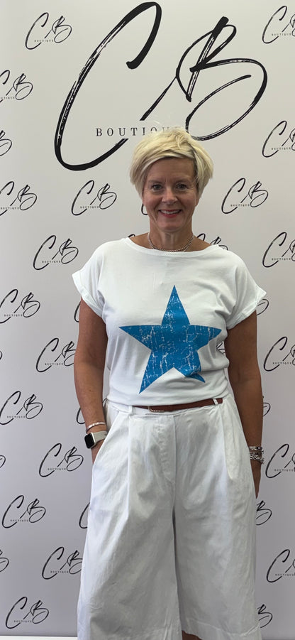 White Large star t shirt
