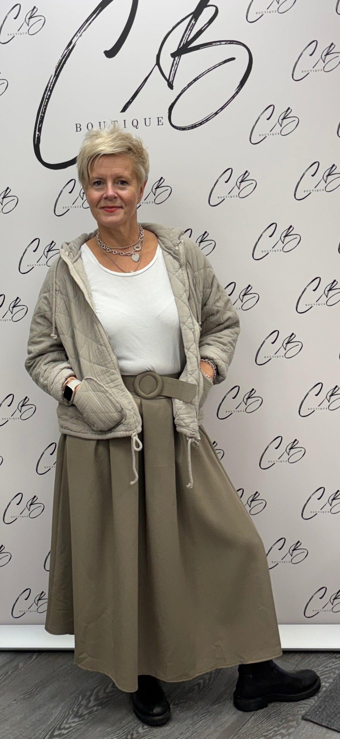 Gloria Khaki Belted Skirt