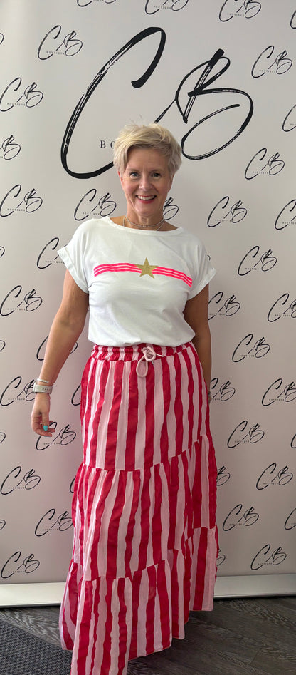 Pink candy striped skirt