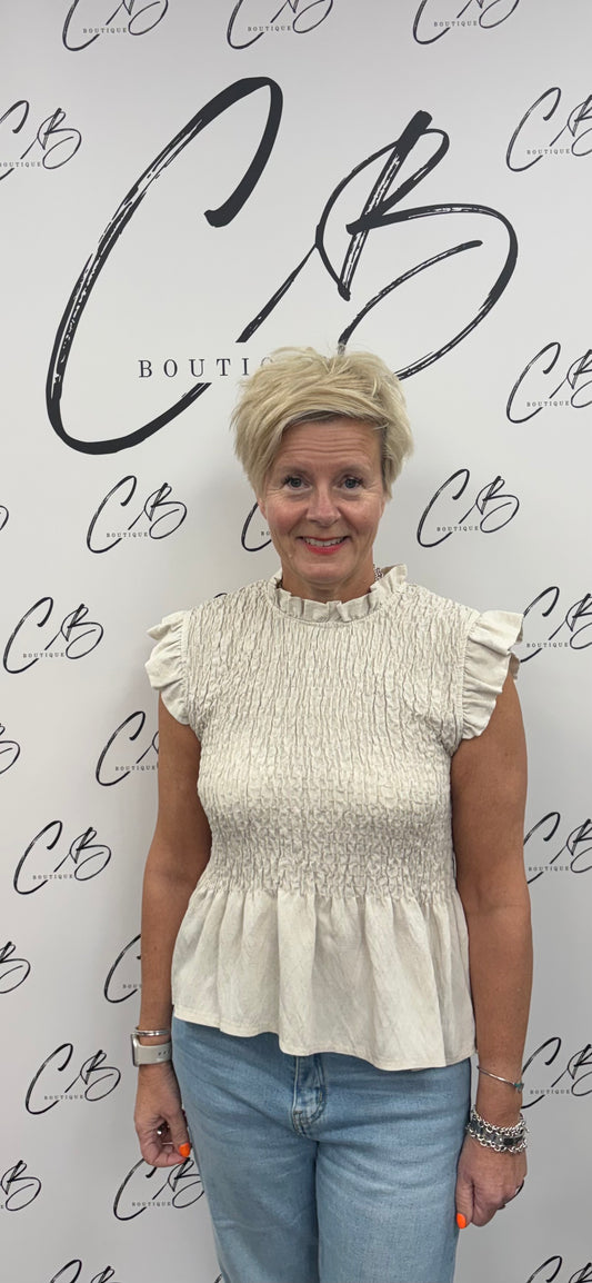 Grace smocked top champagne