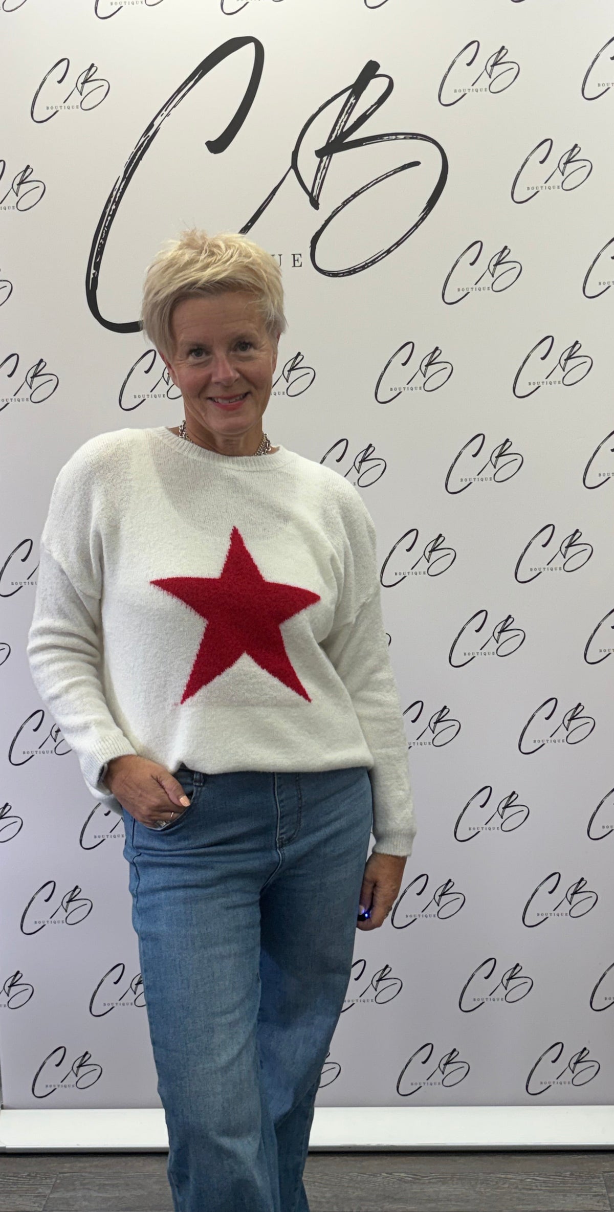 Cream Jumper with Red Star