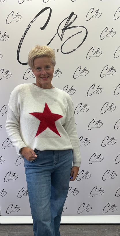 Cream Jumper with Red Star