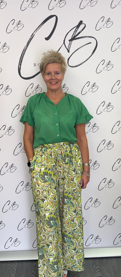Green print - Wide Leg Trousers