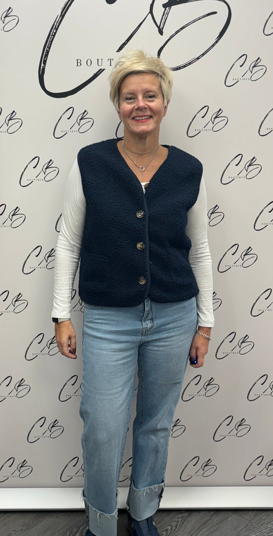 Navy Teddy Bear Gilet