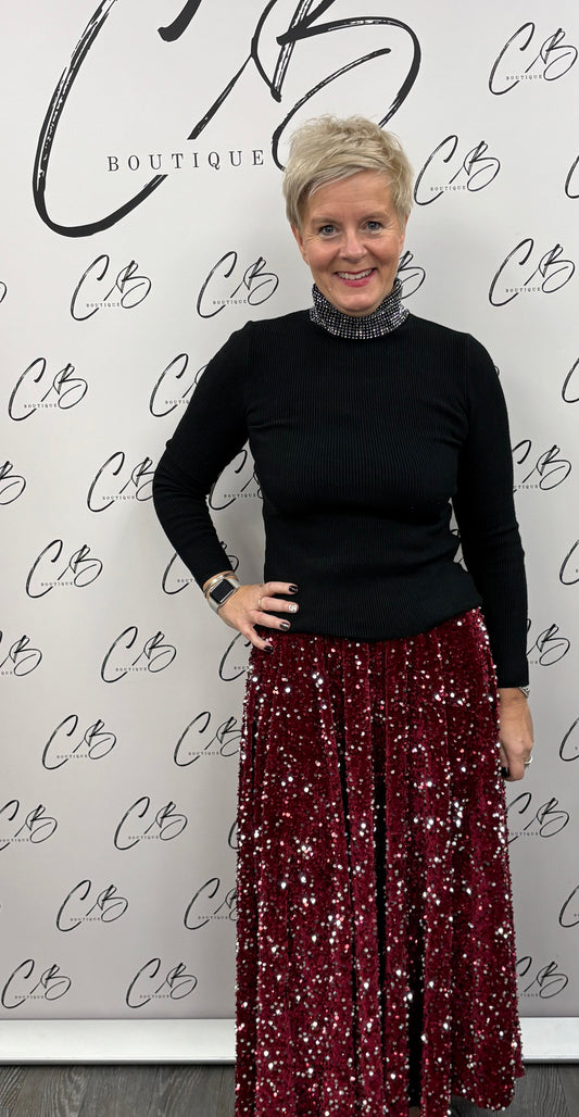 Sequin skirt - Wine