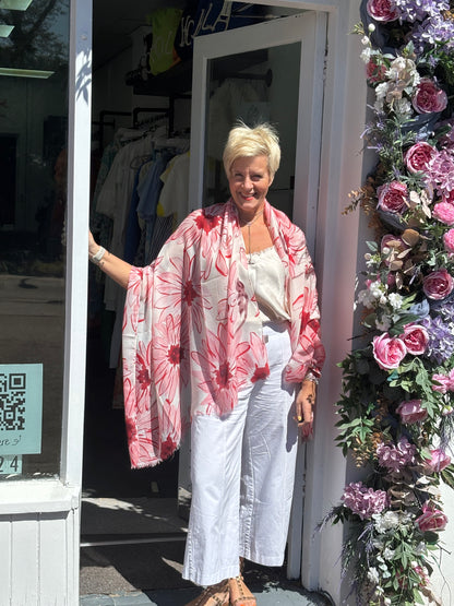 Pink flowery Scarf