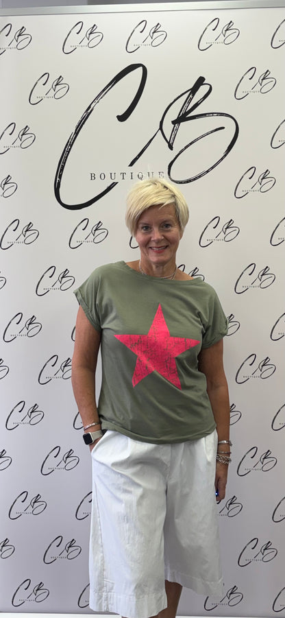 Khaki Large star t shirt