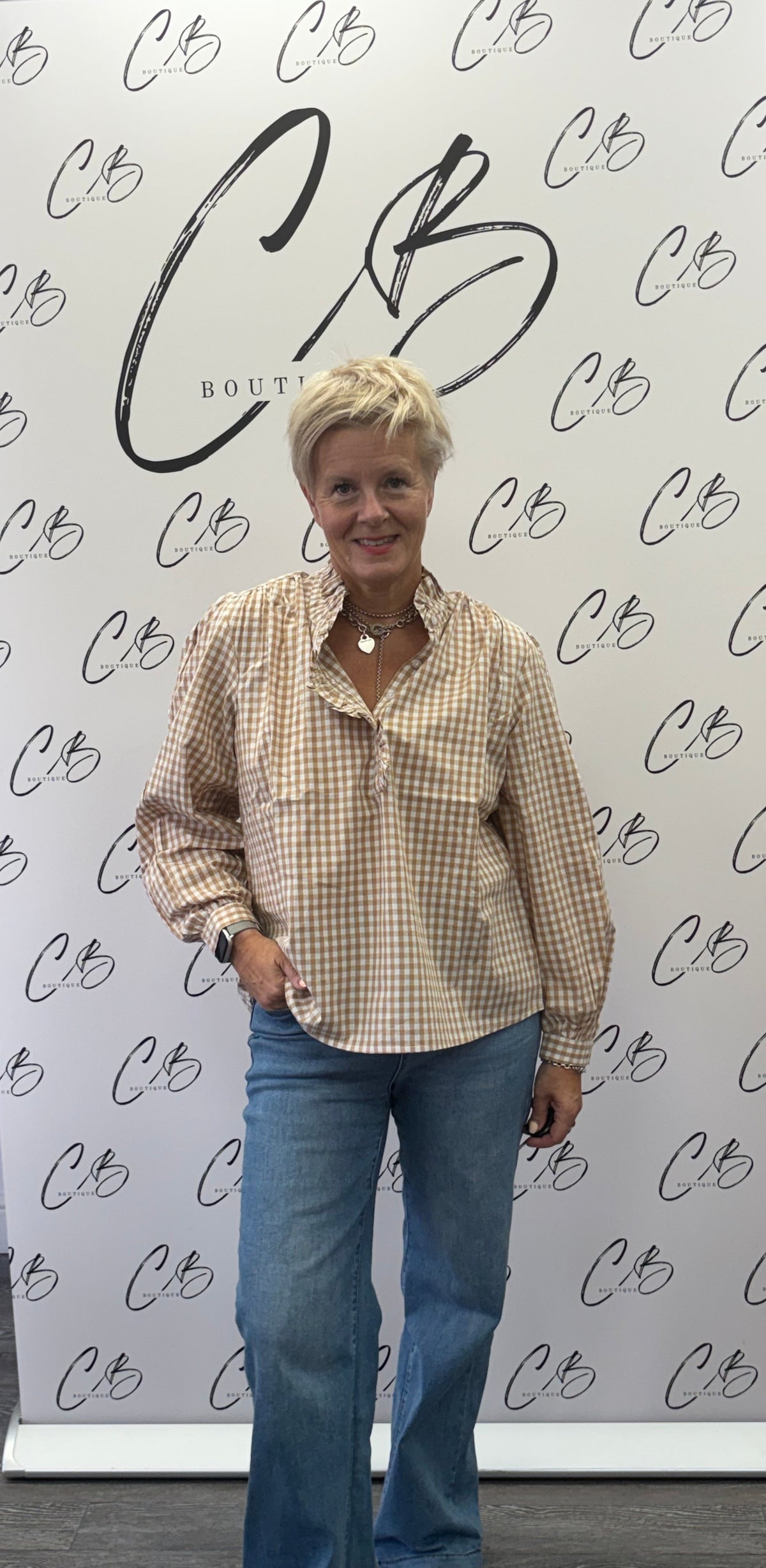 Luella Braemar Stone Gingham Blouse
