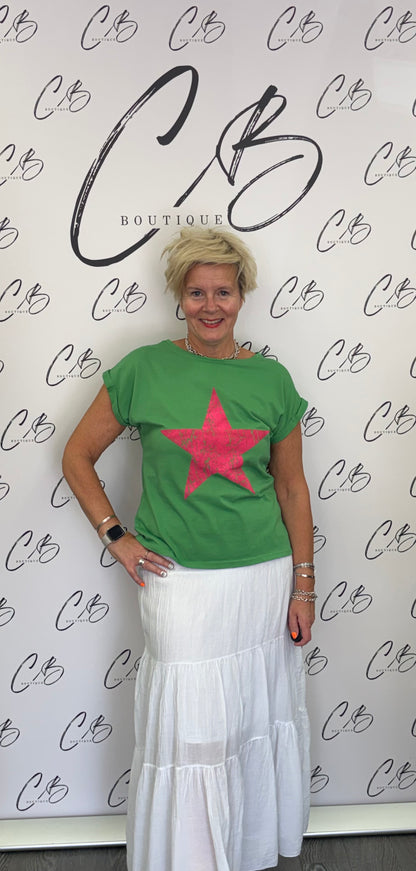 Green Large star t shirt