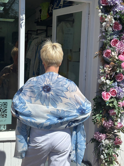 Blue flowery Scarf