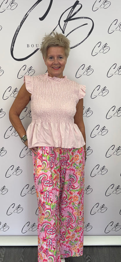 Pink print - Wide Leg Trousers