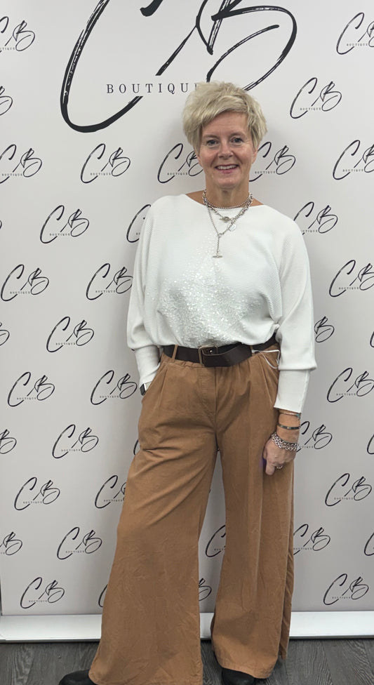 Belted Cord camel Trouser