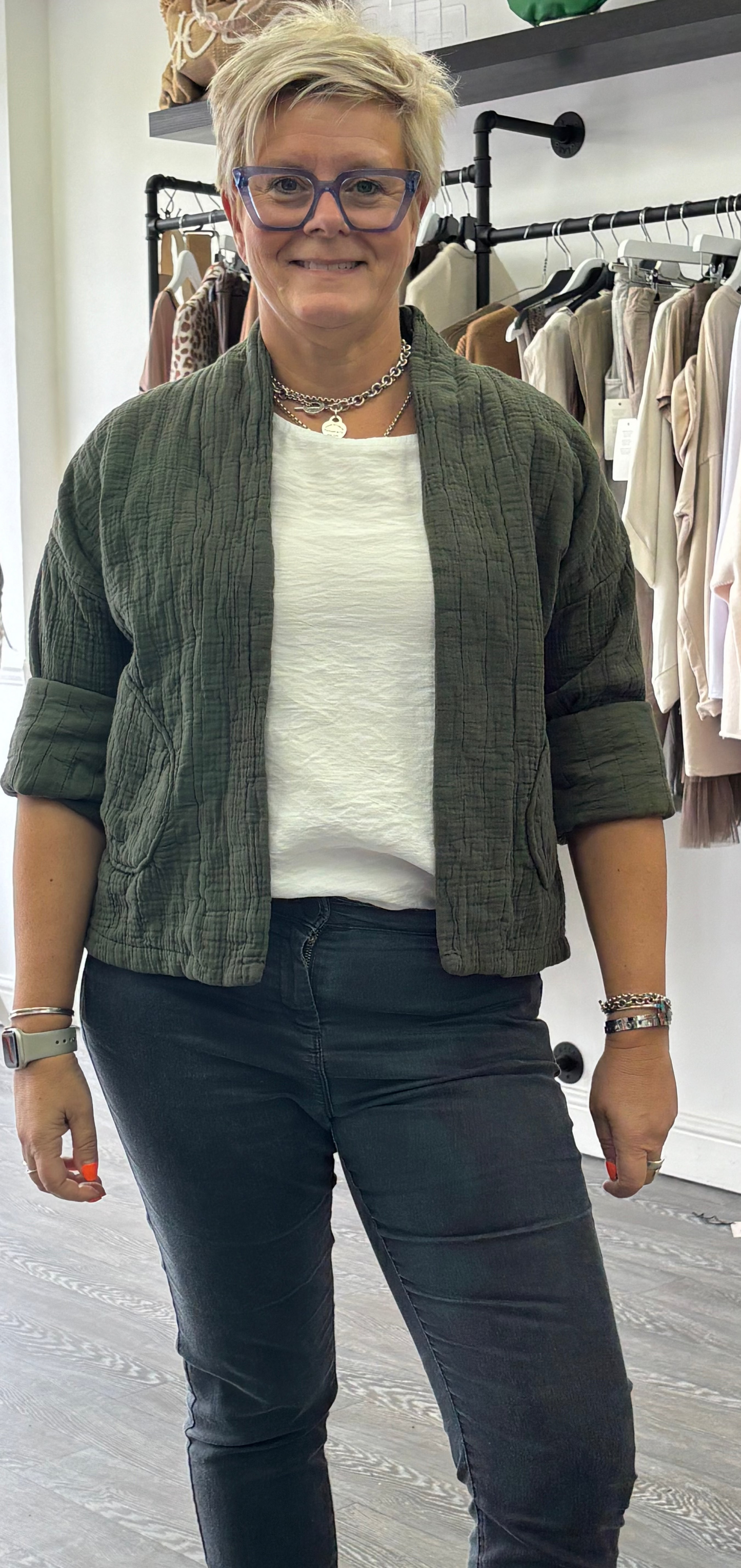 Khaki Short Padded Jacket