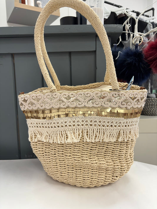 Beige Straw basket bag