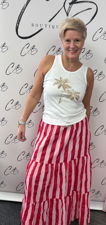 Pink candy striped skirt