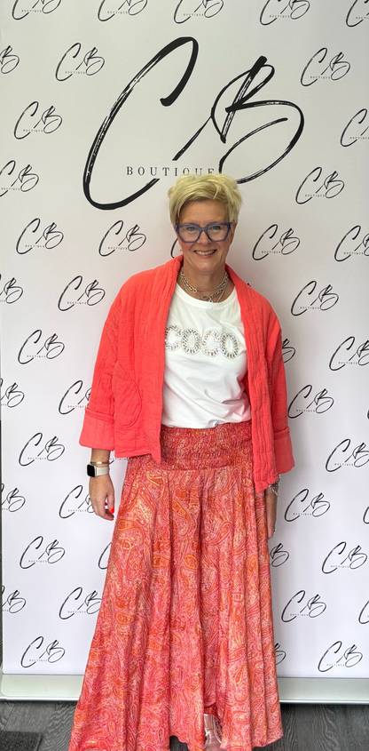 Coral Satin Palazzo Trousers