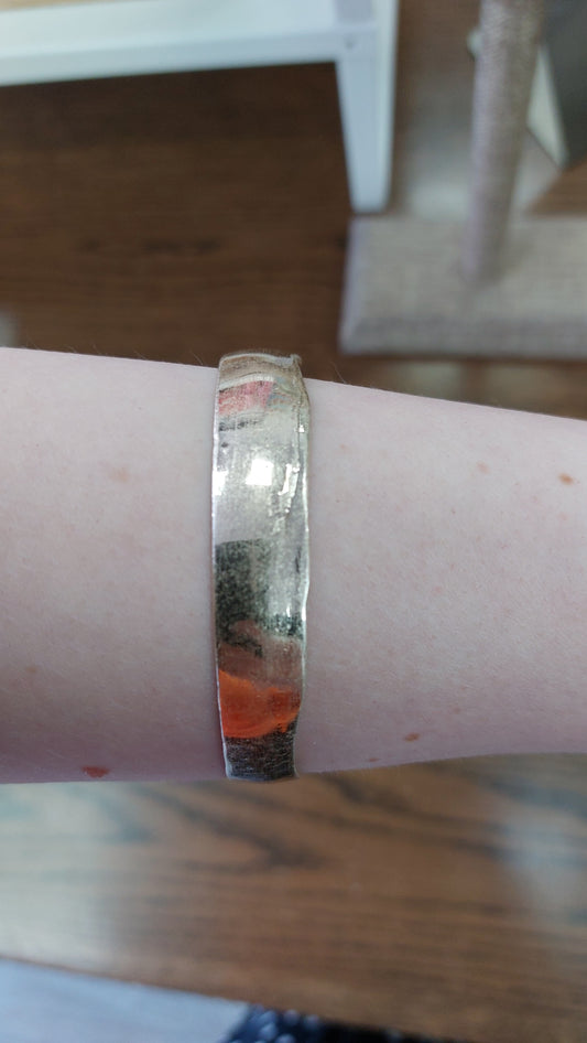 Simple Silver Burnished Bangle